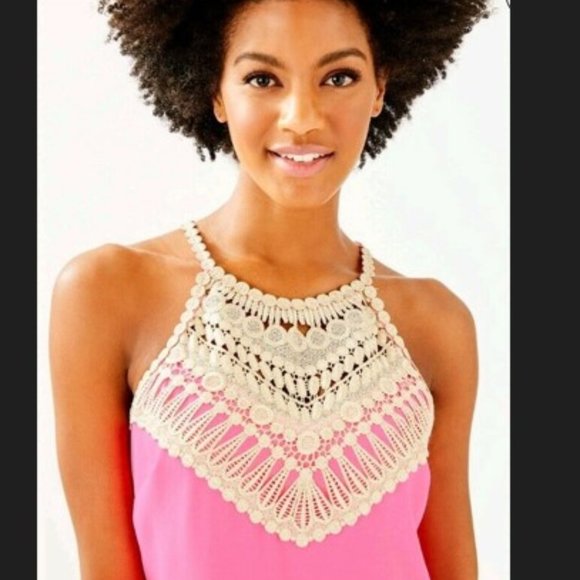 Lilly Pulitzer Pearl Romper Pink Tropics Gold Size 8 - Picture 7 of 7